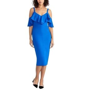 NWT RACHEL Rachel Roy Blue Ruffle Neck Marcella Dress Size XS Reg. $109